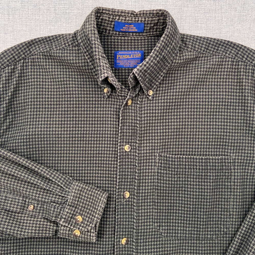 Pendleton Button Down Shirt Houndstooth Men M Dar… - image 1